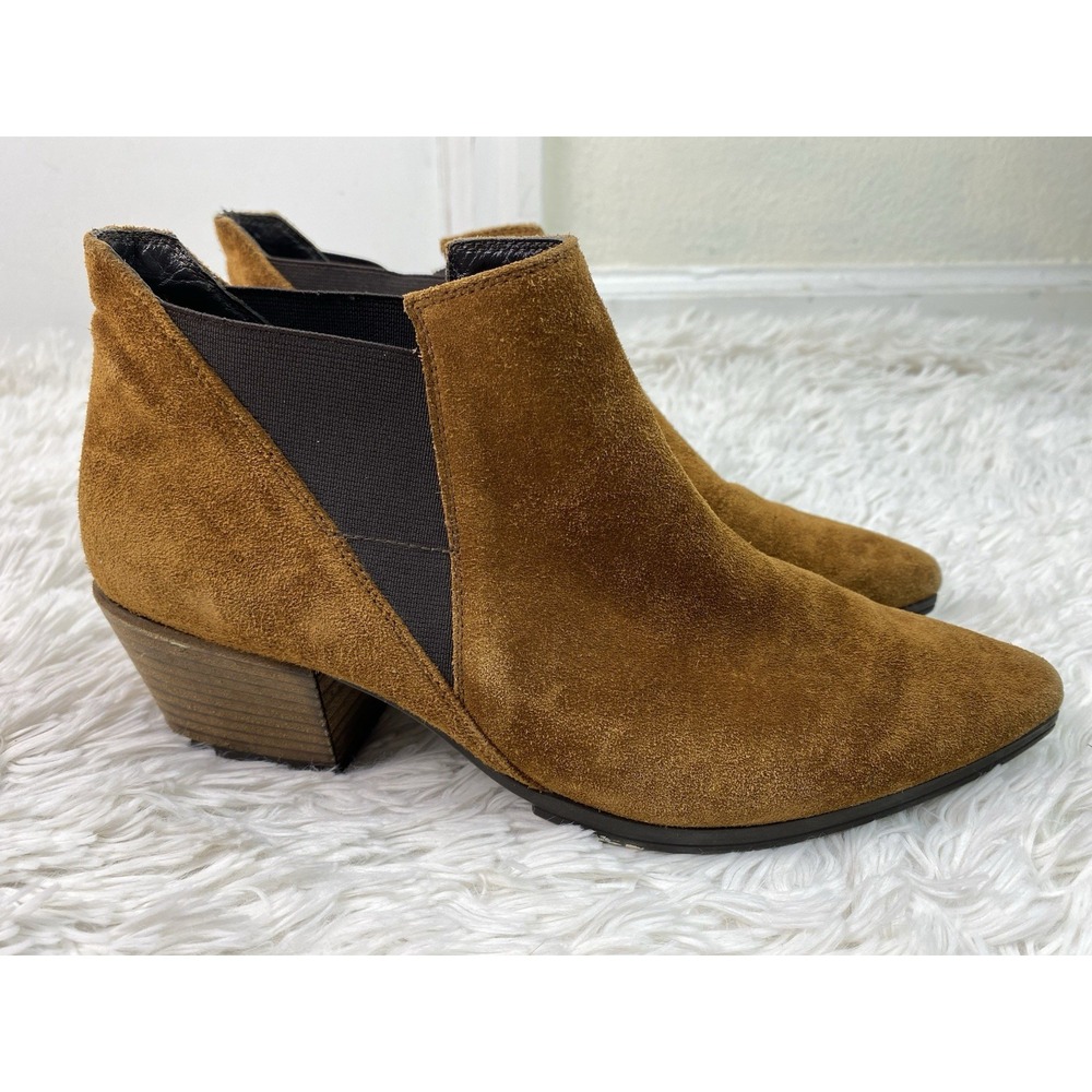 Paul Green Women's US 7 Brown Suede Leather Pointed Toe Ankle Booties Boots